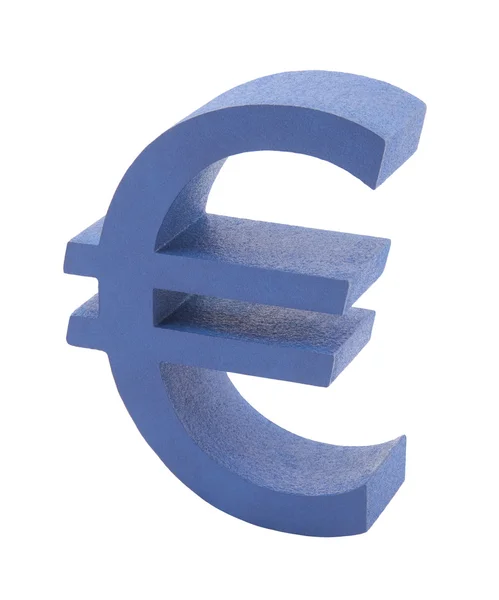 Simbolo euro blu isolato sul bianco — Foto Stock