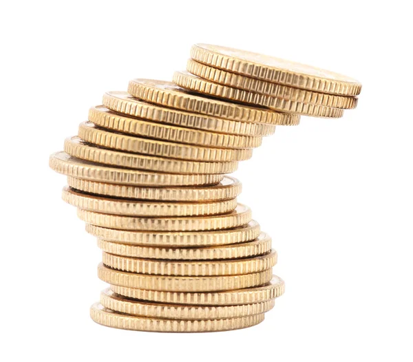 Instabila stack av gyllene mynt — Stockfoto