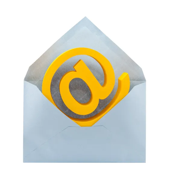 Símbolo de e-mail e envelope com caminho de recorte — Fotografia de Stock