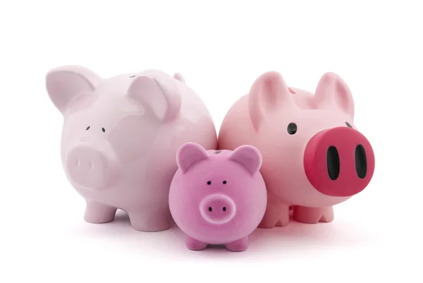 Family of piggy banks with clipping path — Stock Photo, Image