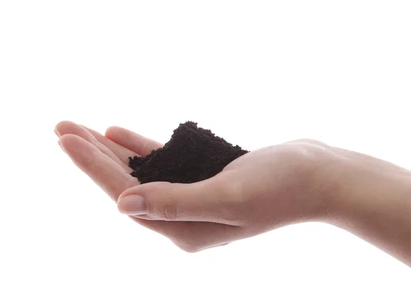 Soil in hand with clipping path — Stock Photo, Image