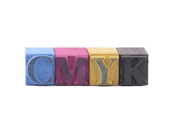 Cmyk hecho de viejos bloques de tipografía — Foto de Stock