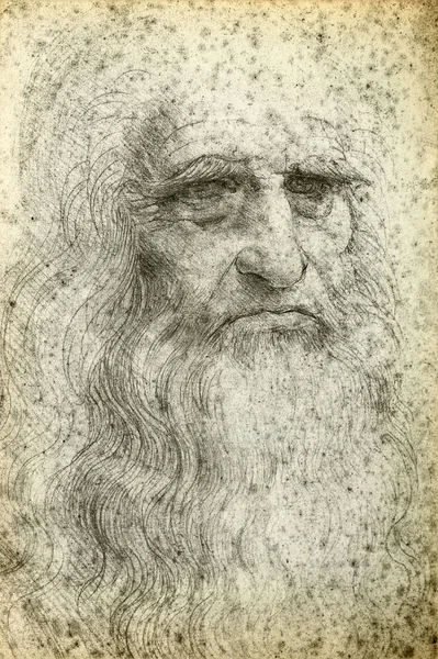 Leonardo da Vinci Автопортрет, 1512 Стокова Картинка