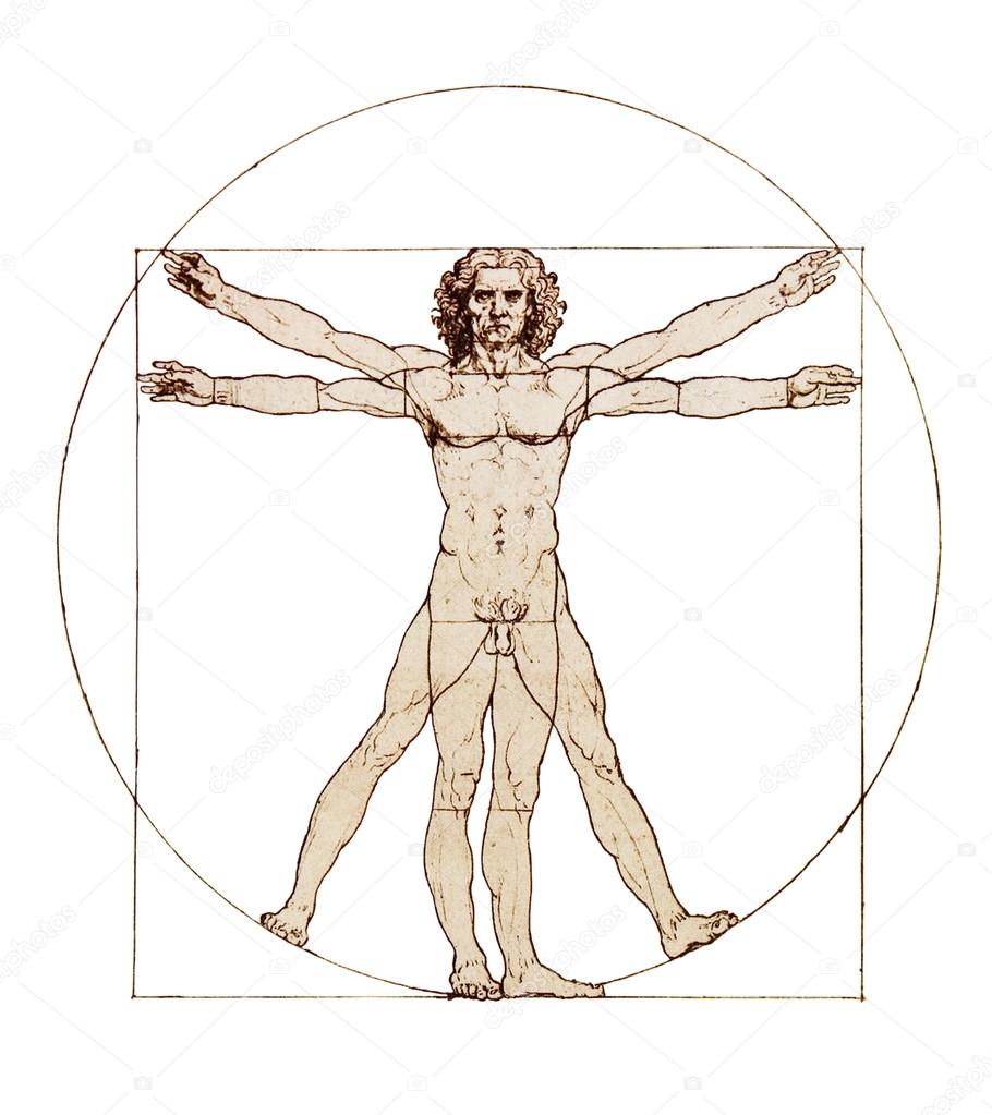 Da Vinci's Vitruvian Man isolated on white