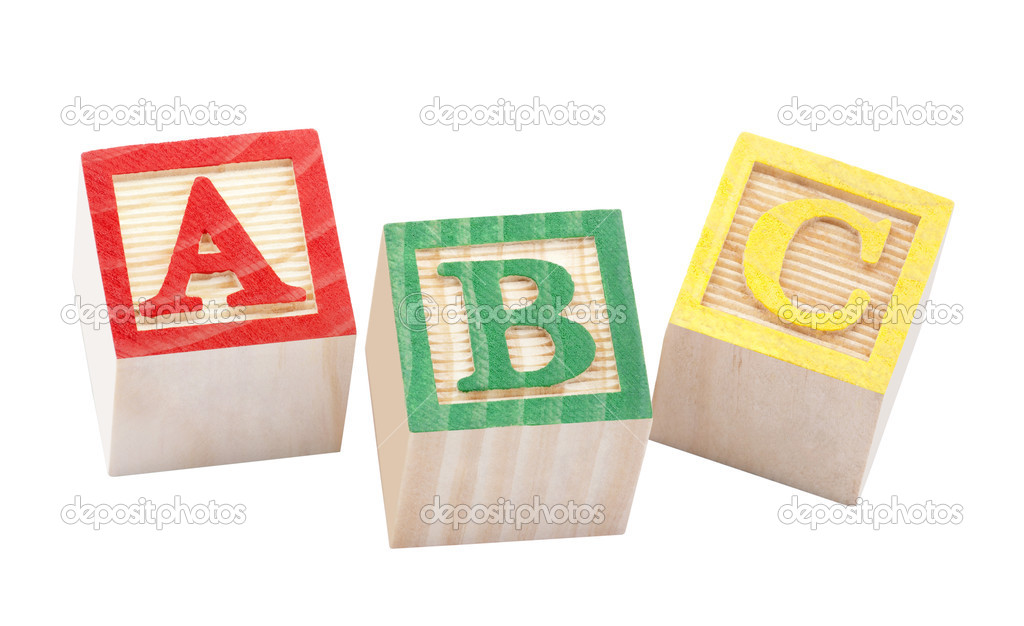 Wooden alphabet blocks with clipping path