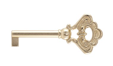 Golden key with clipping path clipart