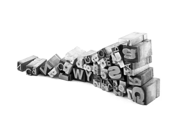Blocs d'impression de typographie en métal avec chemin de coupe — Photo
