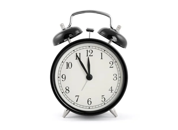 Black old style alarm clock with clipping path Stock Image