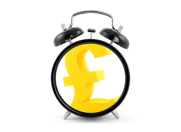Time is money. Alarm clock with golden pound symbol. — Stock Photo, Image