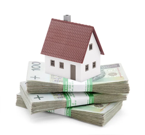 House on stack of polish zlotys — Stock Photo, Image