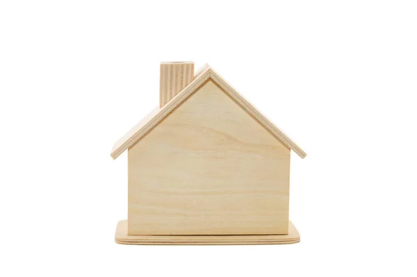 Dřevěný Dům Tvar Izolované Bílém Pozadí Výstřižkem Cesta — Stock fotografie
