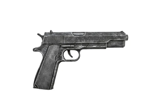 Pistola Negra Aislada Sobre Fondo Blanco Con Camino Recorte — Foto de Stock