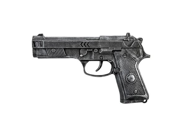 Black Pistol Gun Isolated White Background Clipping Path — Stock Photo, Image