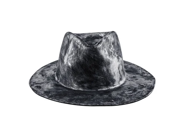 Dirty Black Retro Hat Isolated White — Stock Photo, Image