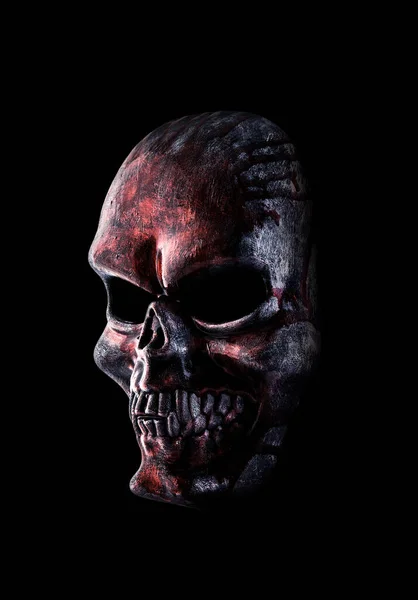 Human Skull Blood Isolated Black Background Clipping Path — Stock Photo, Image