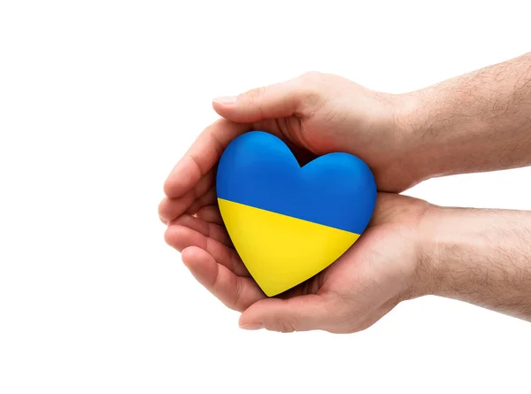 Ukrainska Hjärta Händerna Isolerade Vit Bakgrund Med Klippning Väg — Stockfoto