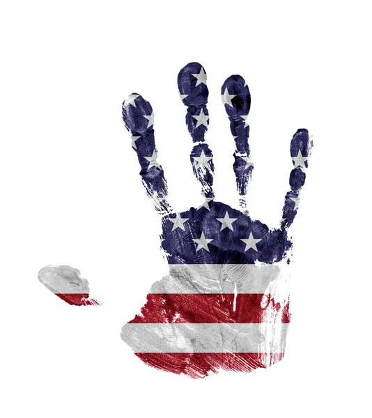 Handprint Colors United States Flag Isolated White Background — Stock Photo, Image