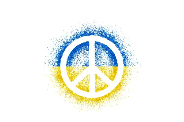 Symbole Paix Sur Paillettes Aux Couleurs Drapeau Ukrainien Isolé Sur — Photo