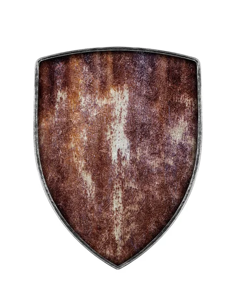 Old Rusty Shield Isolated White Background — Stock Photo, Image