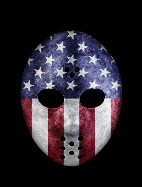 Old Goalie Mask Usa Flag Isolated Black Background Clipping Path — Stock Photo, Image