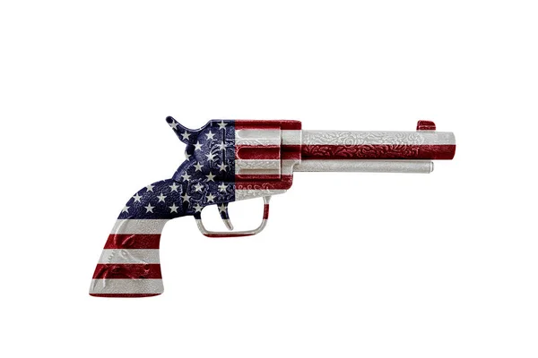 Amerykański Pistolet Rewolwerowy Izolowany Białym Tle Ścieżką Wycinania — Zdjęcie stockowe