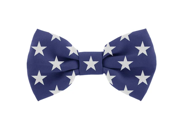 Corbata Lazo Azul Americano Con Estrellas Aisladas Sobre Fondo Blanco —  Fotos de Stock