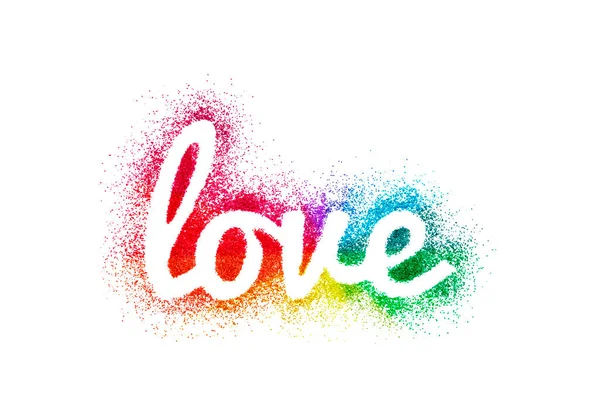 Word Love Colorful Glitter Isolated White Background — Stock Photo, Image