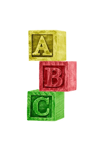 Wooden Alphabet Blocks Isolated White Clipping Path — Stock Photo, Image
