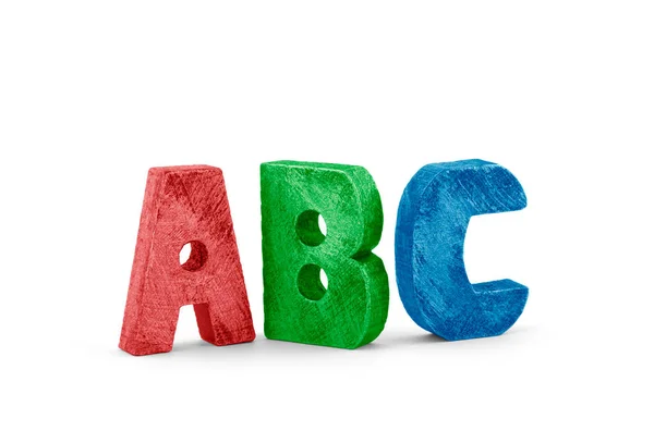 Blocs Alphabet Bois Isolés Sur Blanc Avec Chemin Coupe — Photo