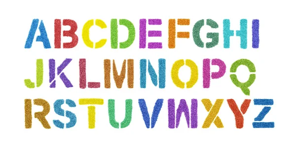 Colorful Alphabet Made Glitter Isolated White — Stock Photo, Image