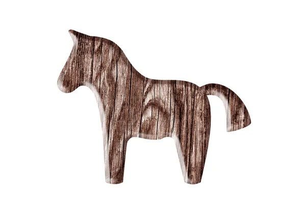 Drewniany Kształt Konia Izolowany Białym Tle Ścieżką Wycinania — Zdjęcie stockowe
