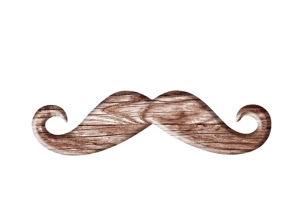 Wooden Mustache Shape Isolated White Background — Stock Photo, Image