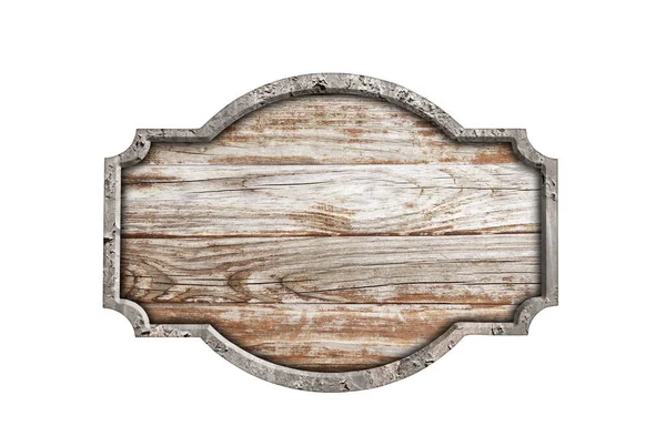 Stary Znak Drewna Izolowane Białym Tle Ścieżką Wycinania — Zdjęcie stockowe