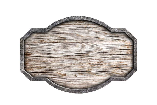 Stary Znak Drewna Izolowane Białym Tle Ścieżką Wycinania — Zdjęcie stockowe