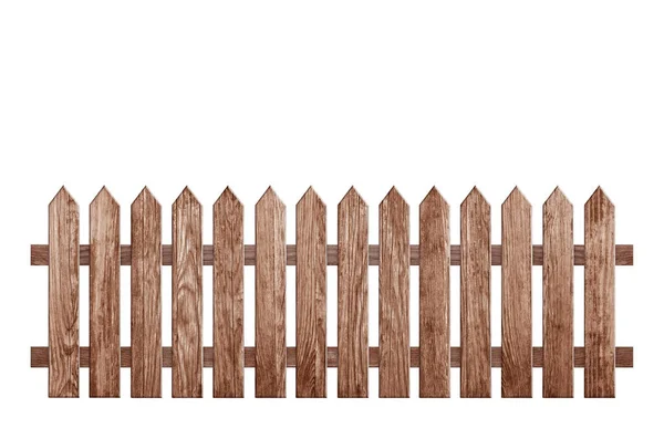 Деревянный Забор Изолированный Белом Обрезкой Пути — стоковое фото