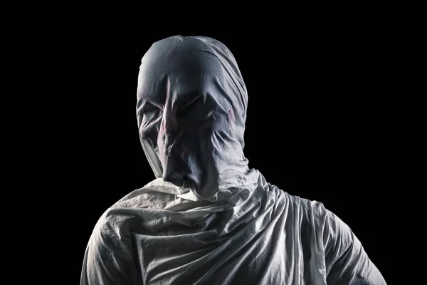 Retrato Fantasma Aterrador Aislado Sobre Fondo Negro Con Camino Recorte —  Fotos de Stock