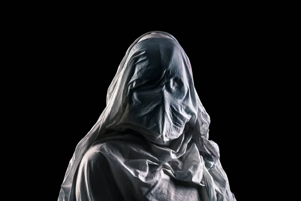 Retrato Fantasma Aterrador Aislado Sobre Fondo Negro Con Camino Recorte — Foto de Stock
