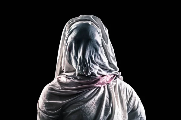 Портрет Страшного Призрака Изолированного Черном Фоне Вырезкой — стоковое фото
