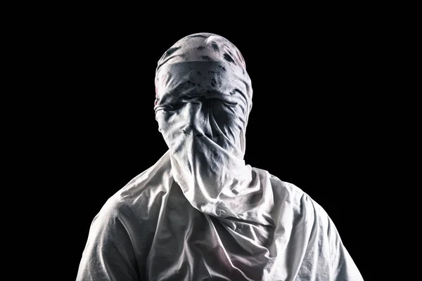 Портрет Страшного Призрака Изолированного Черном Фоне Вырезкой — стоковое фото