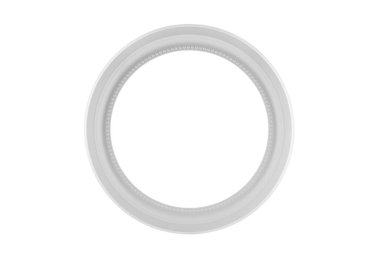 Kırpma yolu ile beyaz arkaplanda izole yuvarlak beyaz çerçeve