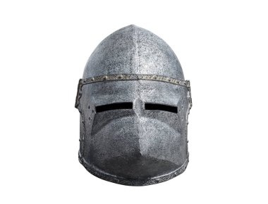 Medieval knight helmet isolated on white background with clipping path