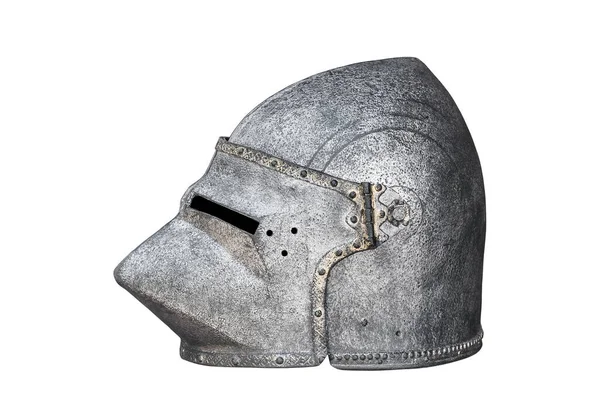 Medieval Knight Helmet Isolated White Background Clipping Path — Stockfoto