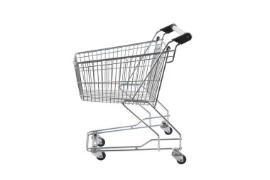 Alış veriş arabası kırpma yolu olan beyaz arkaplanda izole edildi