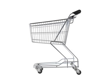 Alış veriş arabası kırpma yolu olan beyaz arkaplanda izole edildi