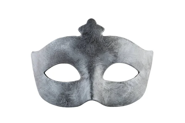 Old Silver Carnival Mask Isolated White Background Clipping Path — Stock Photo, Image