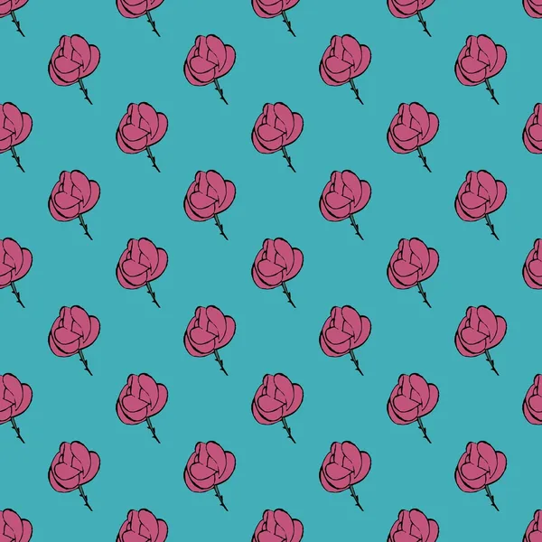 Patrón sin costuras con rosas rosadas — Vector de stock