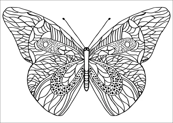 Abstract delicate black and white vector butterfly design — Stock Vector