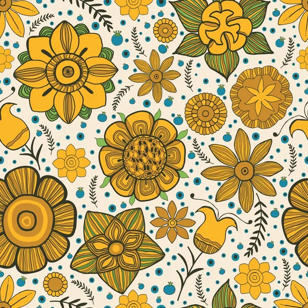 Vector seamless pattern with flowers — Stock Vector