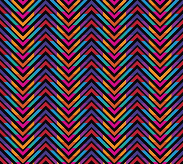 Patrón de color abstracto con zigzag sobre un fondo negro — Vector de stock