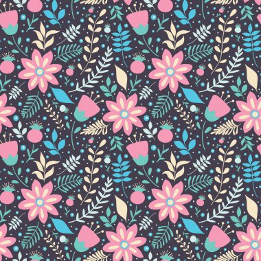 Renkli çiçek desenli.